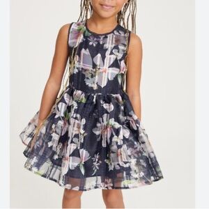 Baker By Ted Baker kids 13Y navy blue burnout dress floral